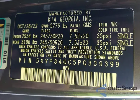 2023 Kia Telluride Ex из США, поврежденный, VIN 5XYP34GC5PG339399